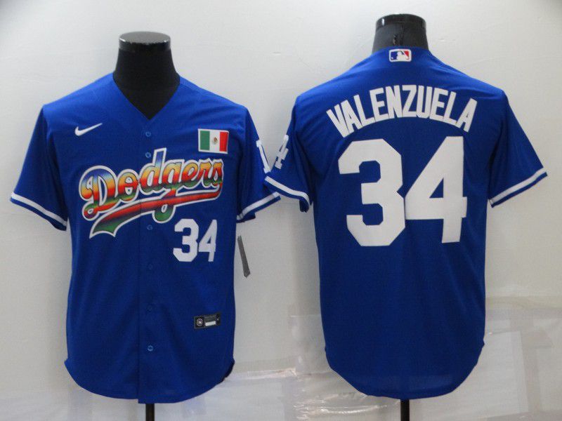 Men Los Angeles Dodgers 34 Valenzuela Blue Game Nike 2022 MLB Jersey